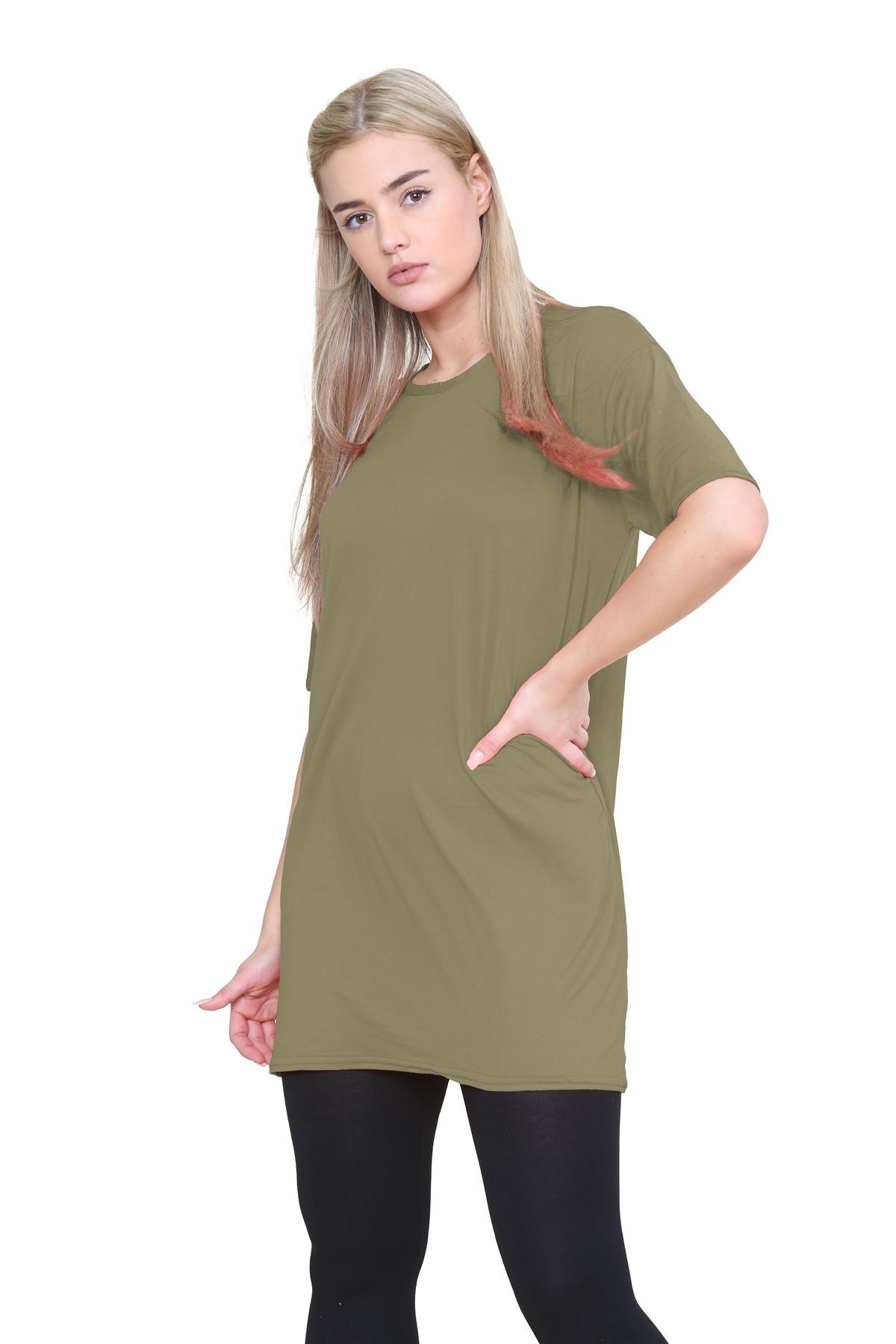 Longline T-Shirt Mini PJ Dress Shirts & Tops WearAll Khaki 8-16