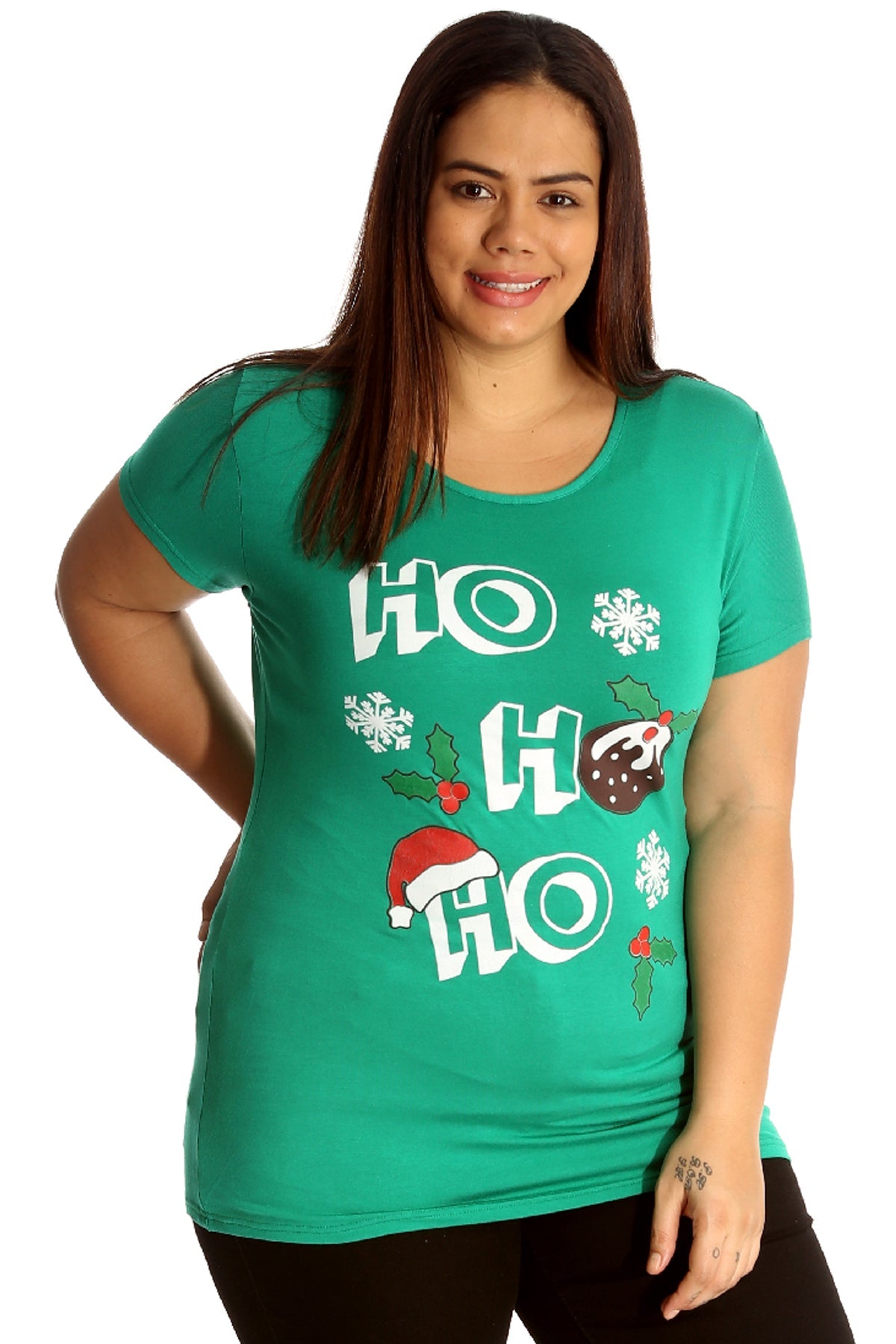 Holly Snowflake Christmas Short Sleeve Top Tops WearAll