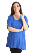 Womens Scoop Neck Flared Ladies Plain Tops Tops WearAll Royal Blue 14