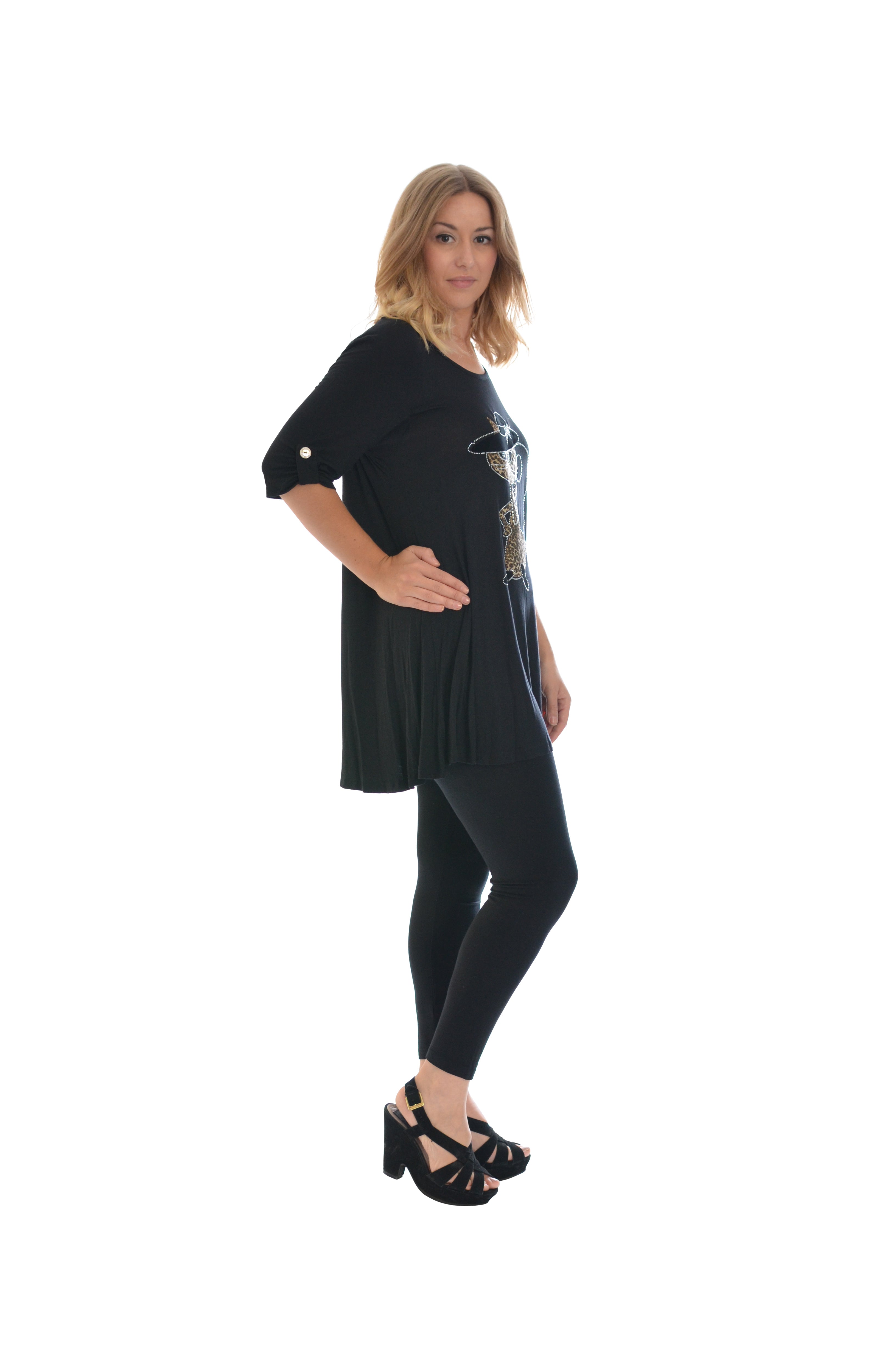 Cat Animal Print Short Sleeve Top Tops WearAll