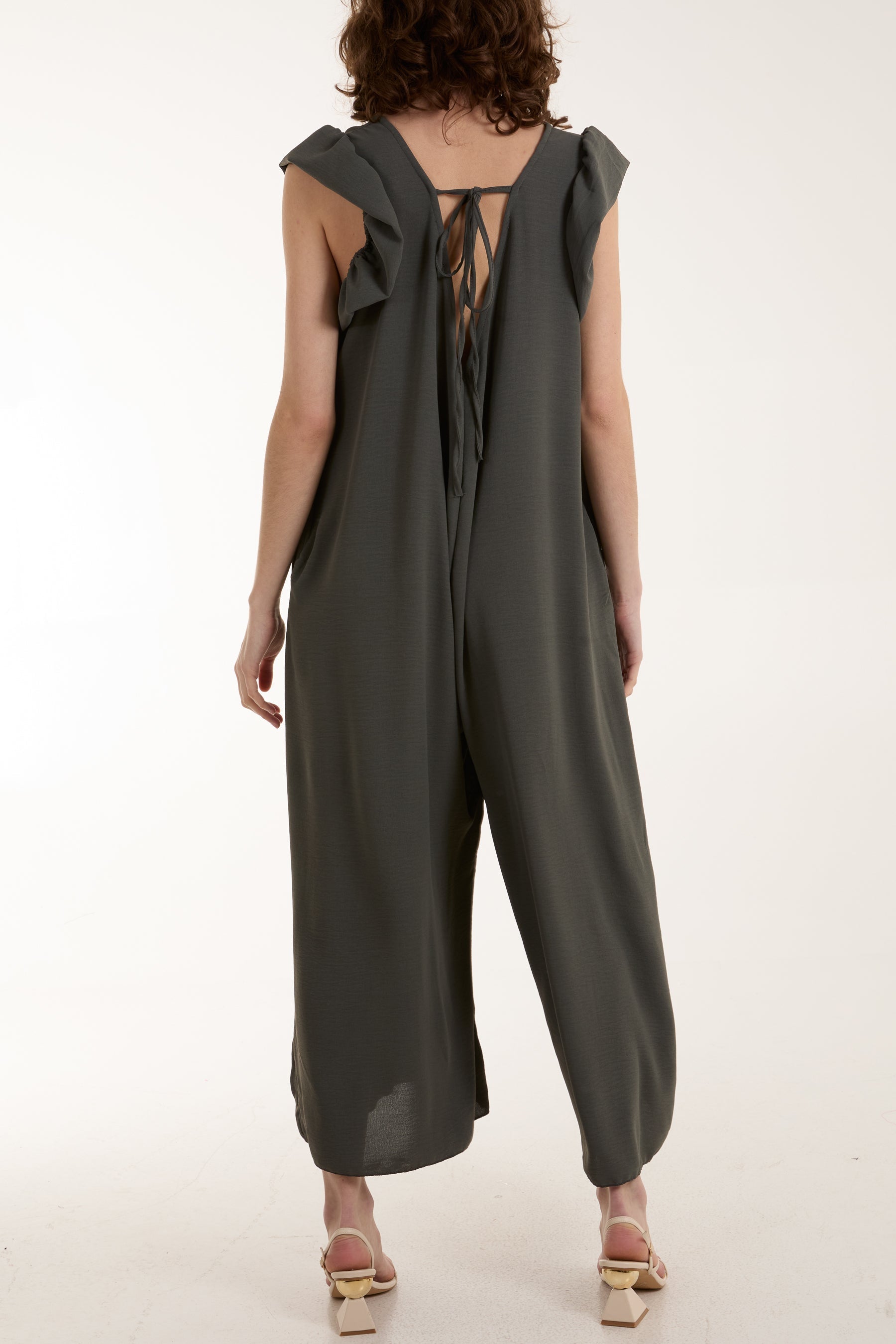 Ruffle Sleeve Wide Leg Jumpsuit Jumpsuits WearAll
