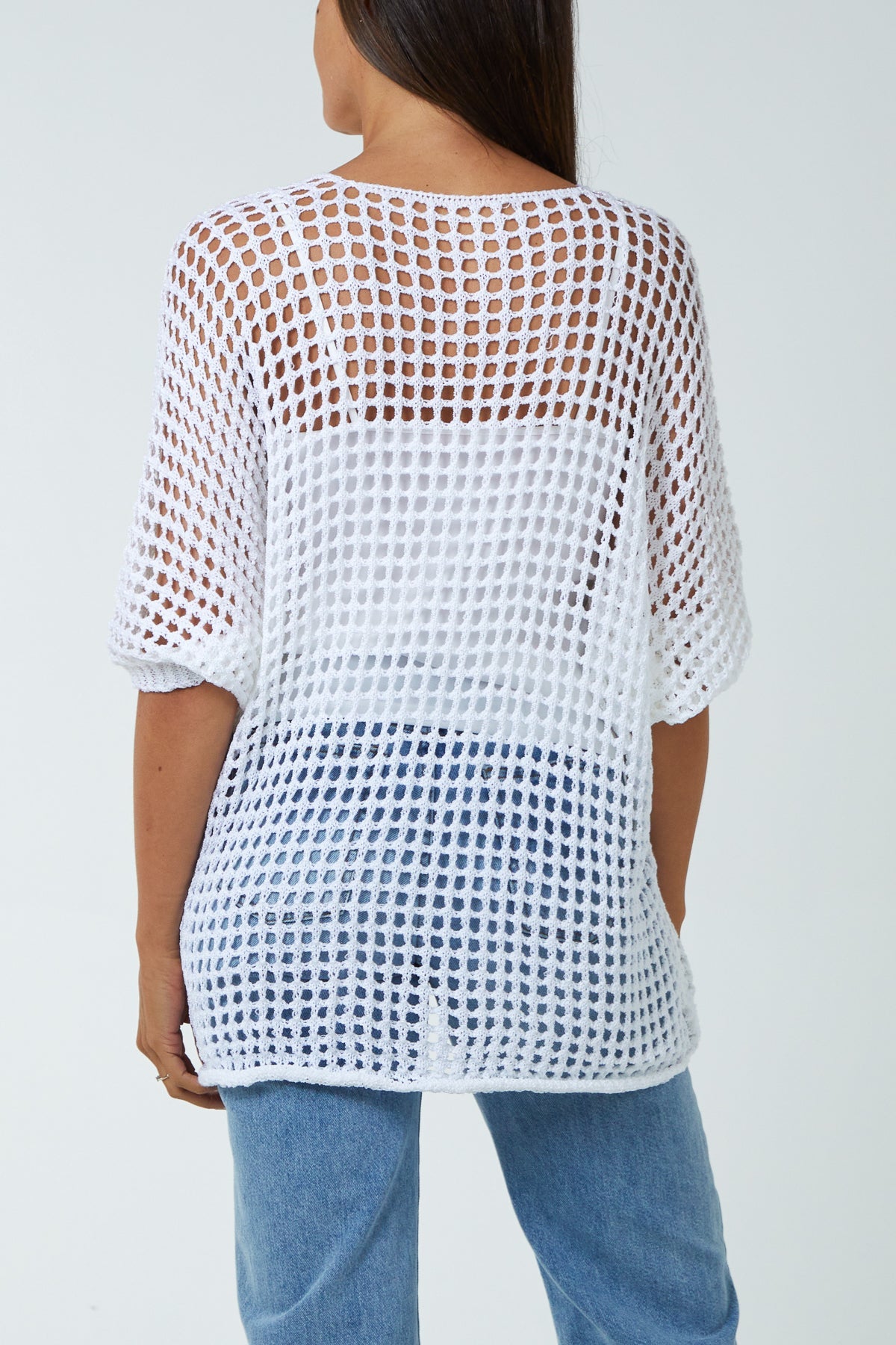 Round Neck Short Sleeve Crochet Top Tops WearAll