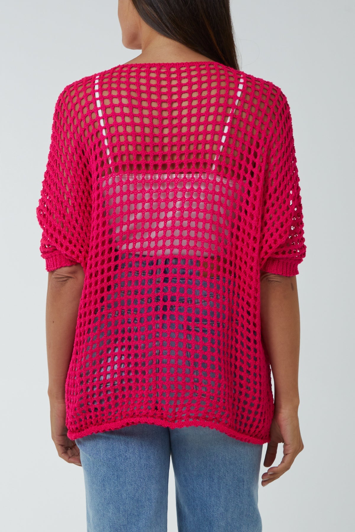 Round Neck Short Sleeve Crochet Top Tops WearAll