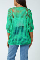 Round Neck Short Sleeve Crochet Top Tops WearAll