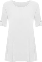 Womens Scoop Neck Flared Ladies Plain Tops Tops WearAll White 14