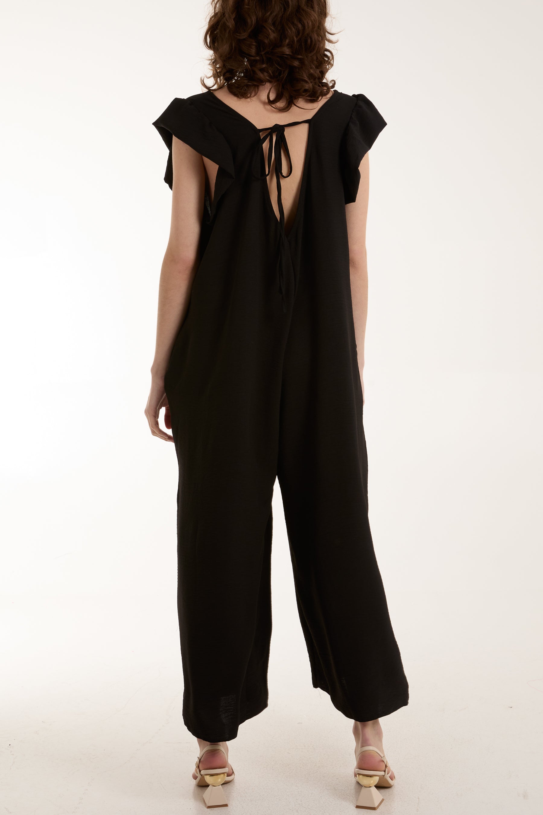 Ruffle Sleeve Wide Leg Jumpsuit Jumpsuits WearAll