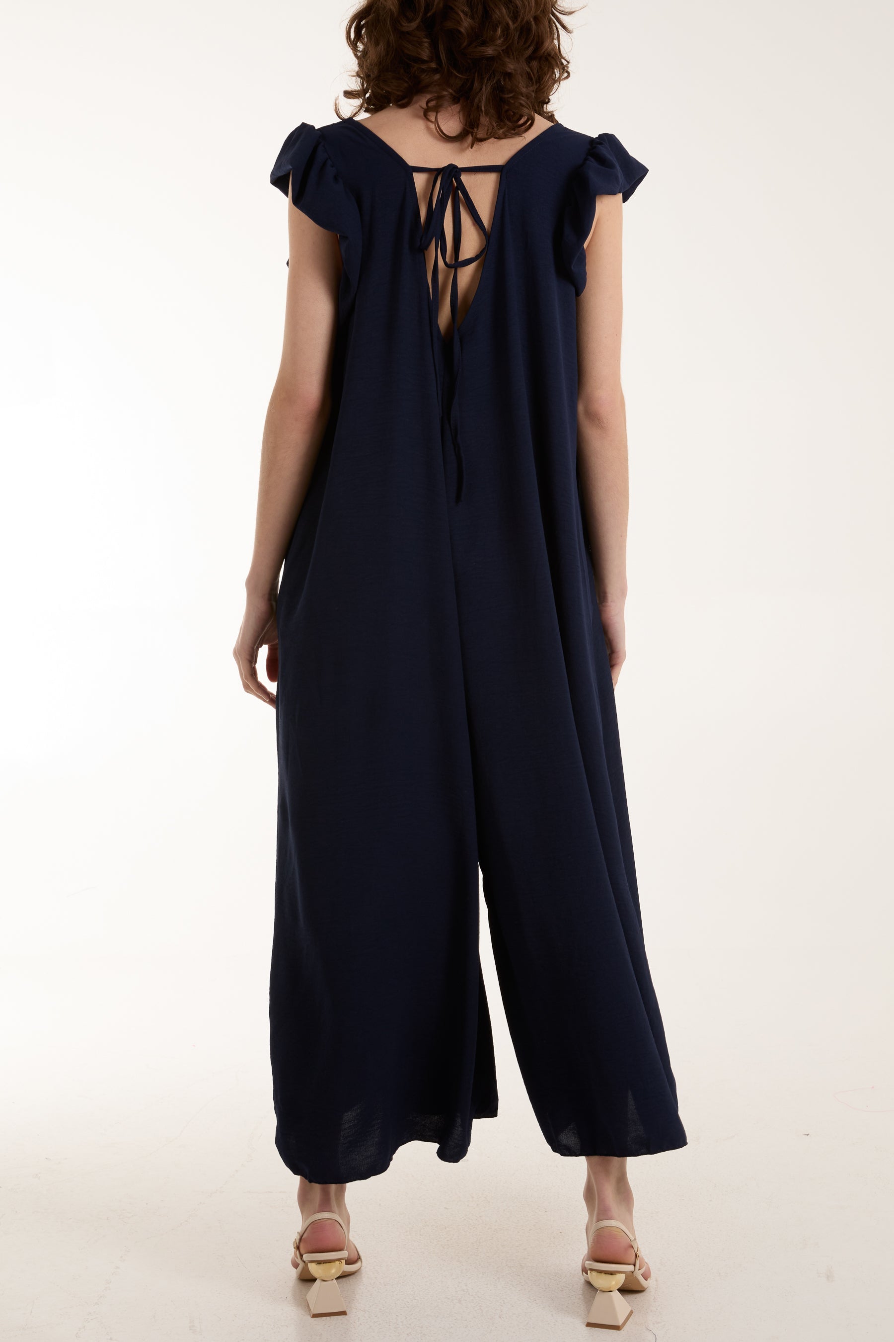 Ruffle Sleeve Wide Leg Jumpsuit Jumpsuits WearAll