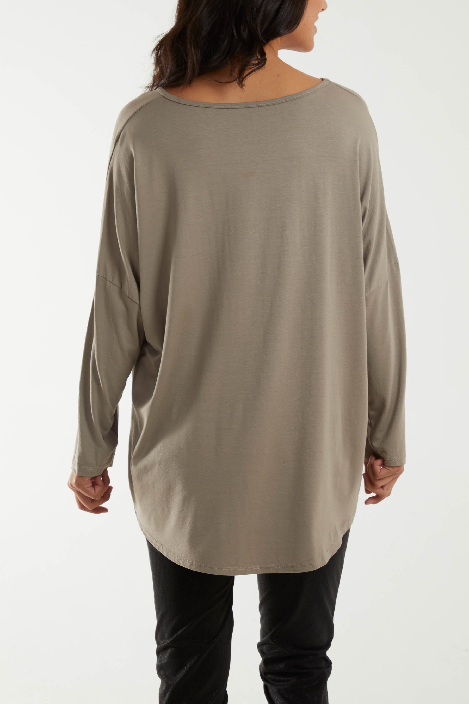 High Low Curved Hem Long Sleeve Top TOPMF2 WearAll