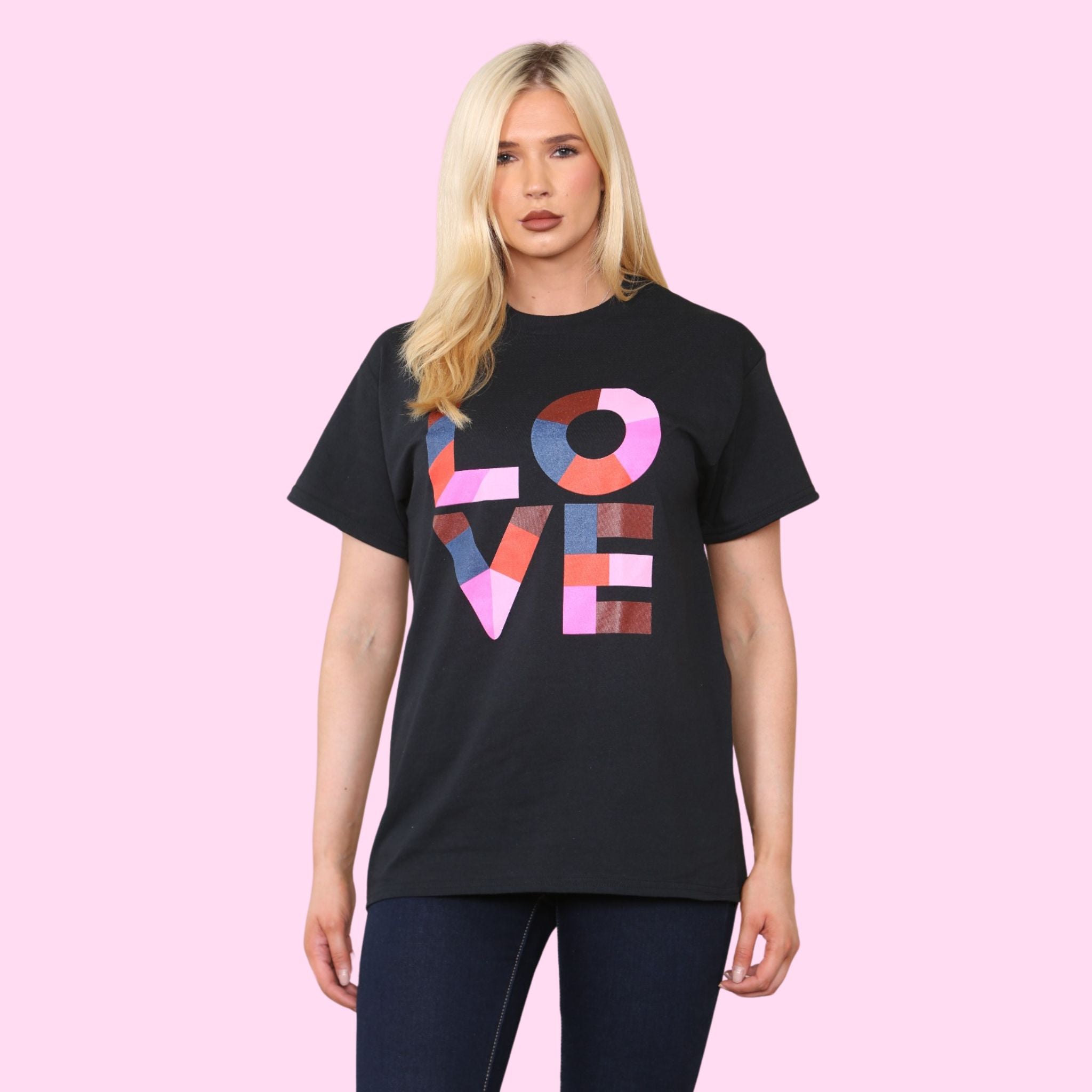 Love Printed T-Shirt Shirts WearAll Black 8