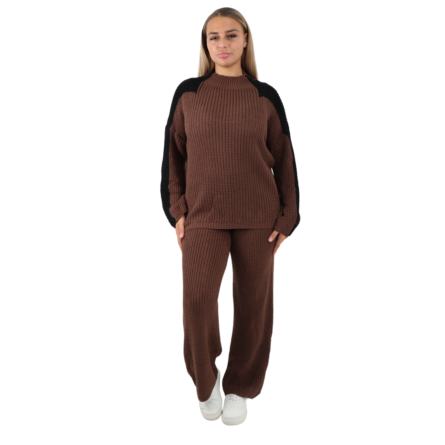 Italian Contrast Panel Knitted Top and Trouser Dresses WearAll