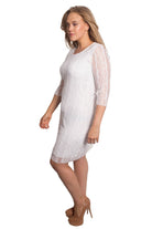 Floral Lace Lined 3/4 Sleeve Dress Tops WearAll