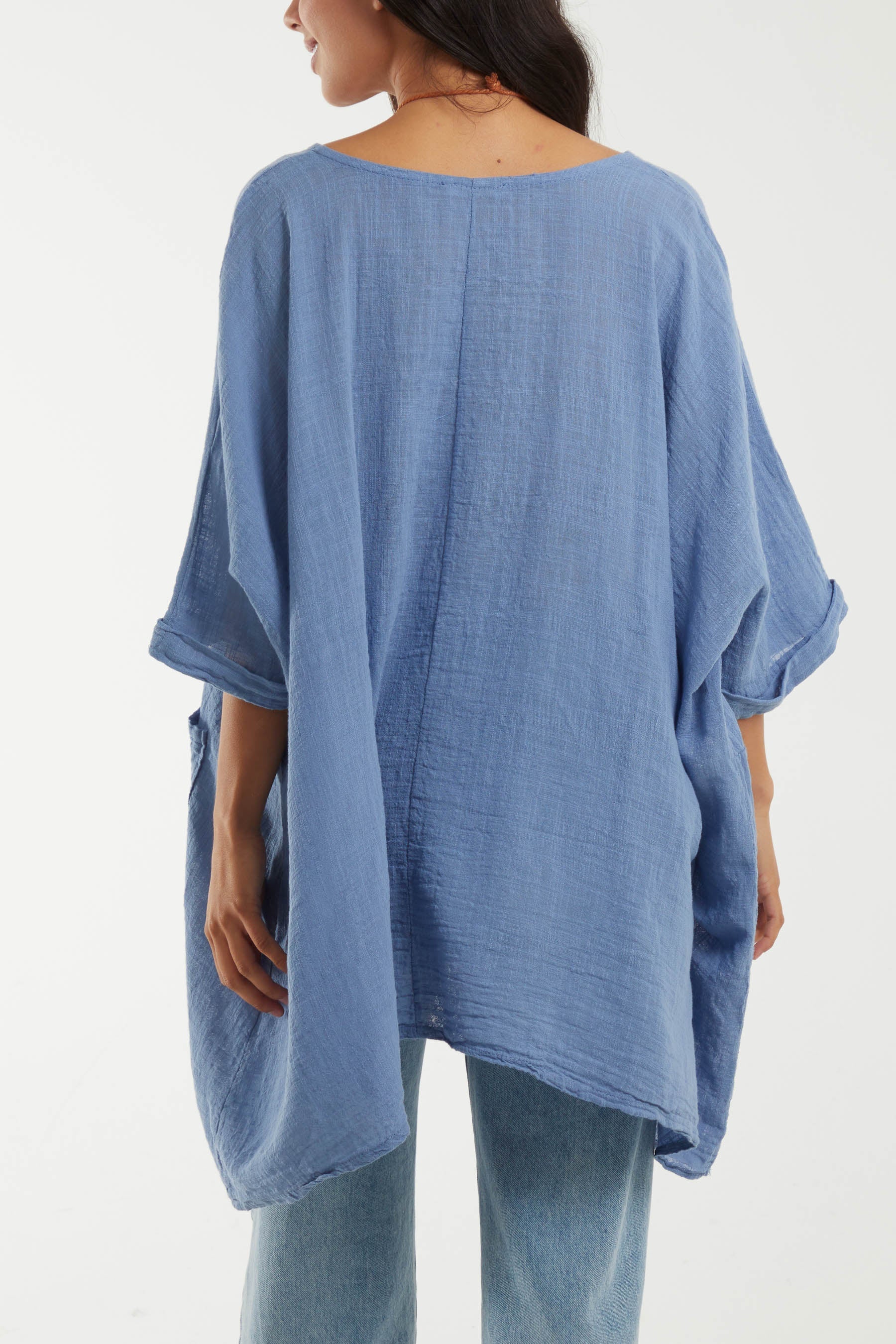 100% Cotton Oversized Pocket Necklace Top TOPMF2 WearAll