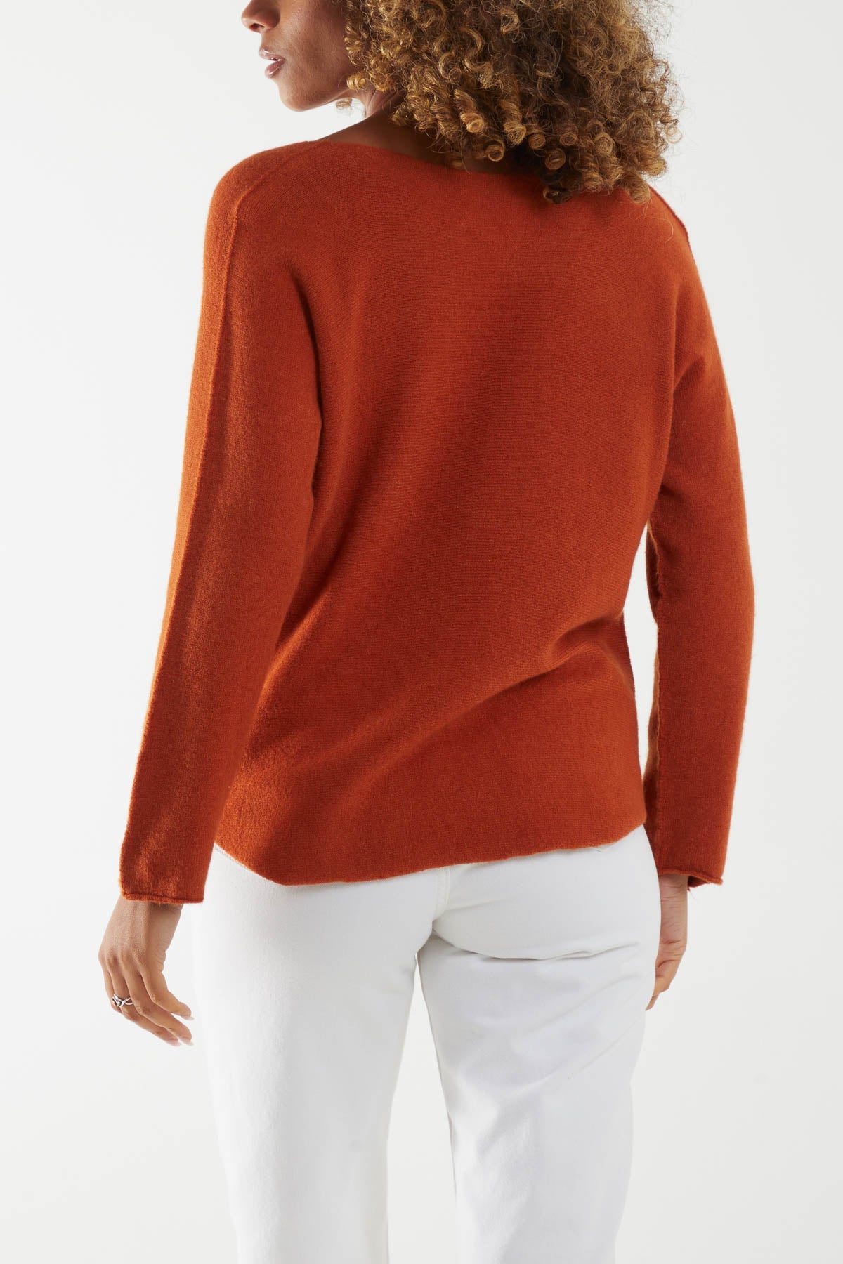 Raw Edge V-Neck Jumper TOPMF2 WearAll