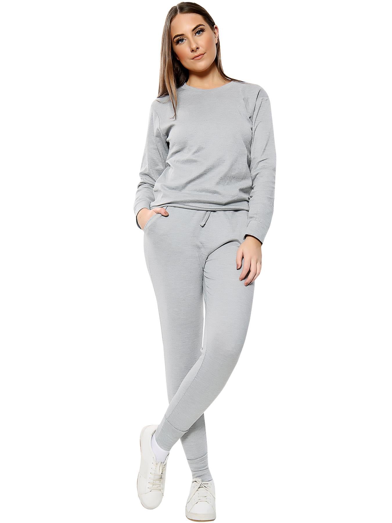 Long Sleeved Plain Lounge Wear Two Piece Loungewear WearAll Silver 8-10
