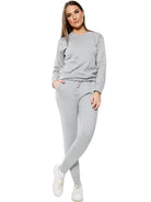 Long Sleeved Plain Lounge Wear Two Piece Loungewear WearAll Silver 8-10