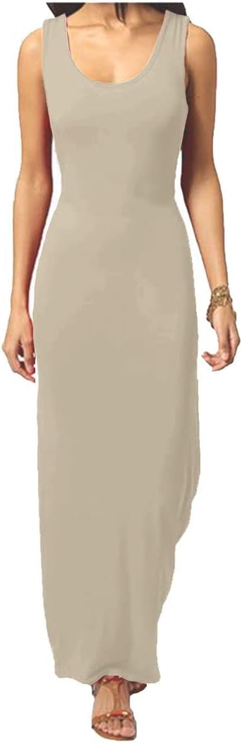 Racer Back Maxi Dress Dress WearAll Beige/Stone 8-10