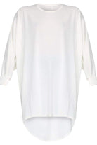 Plus Size Plain Batwing Dip Hem Baggy Top Tops WearAll Cream 16-18