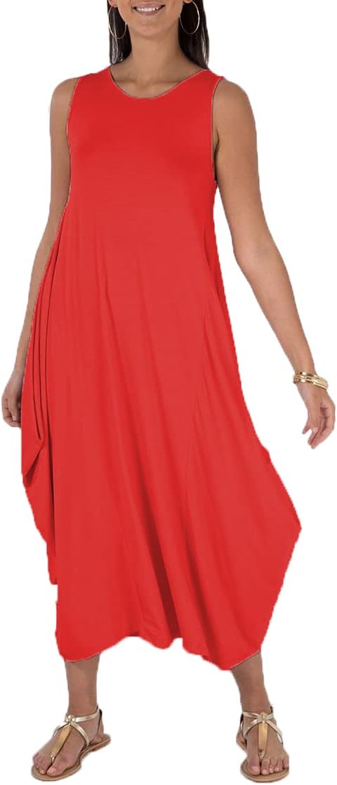 Lagenlook Parachute Dress Dresses WearAll Red One Size Fits (10-20)