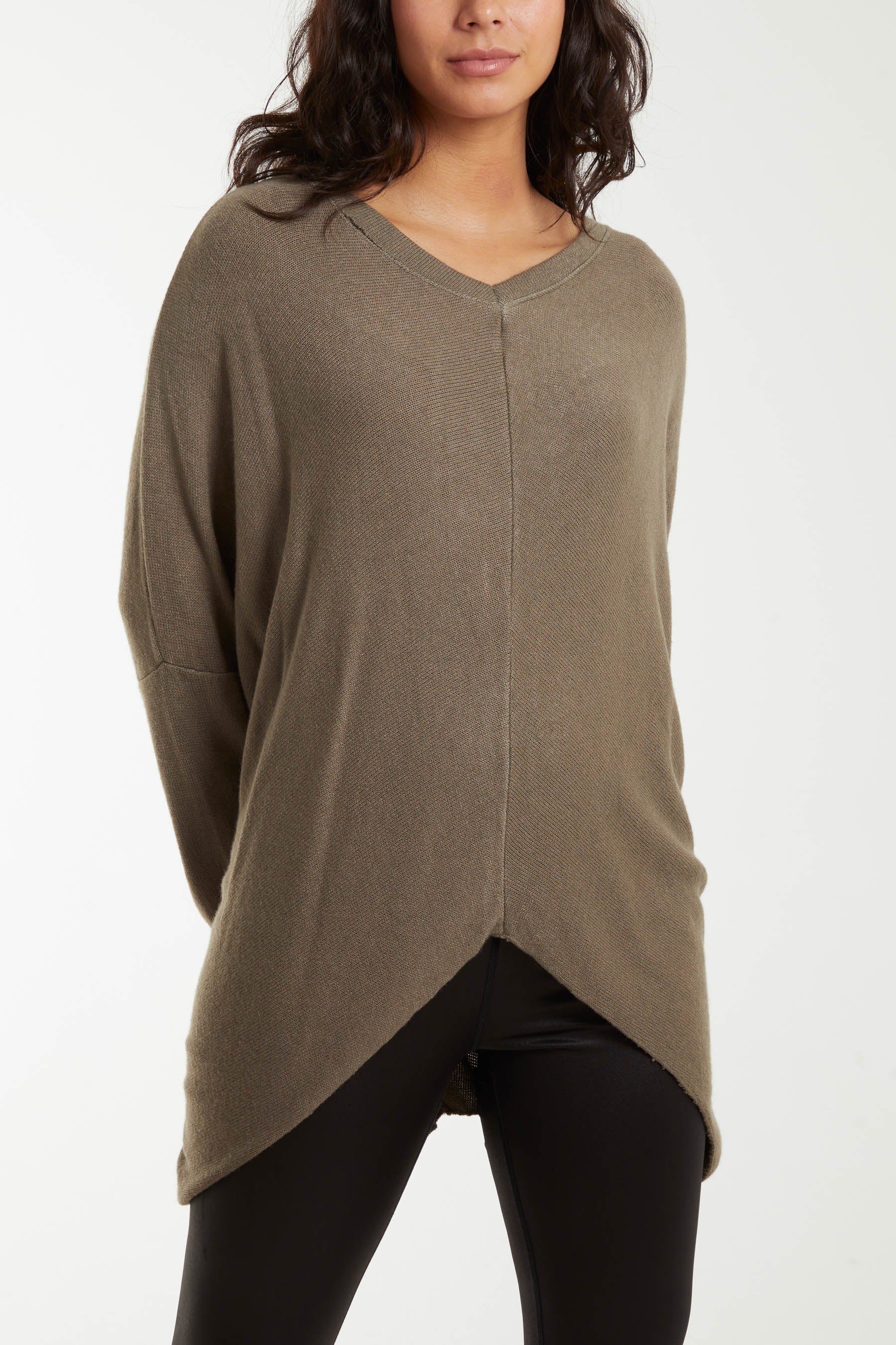 Asymmetric Hem Oversized Jumper Jumpers WearAll Mocha One Size