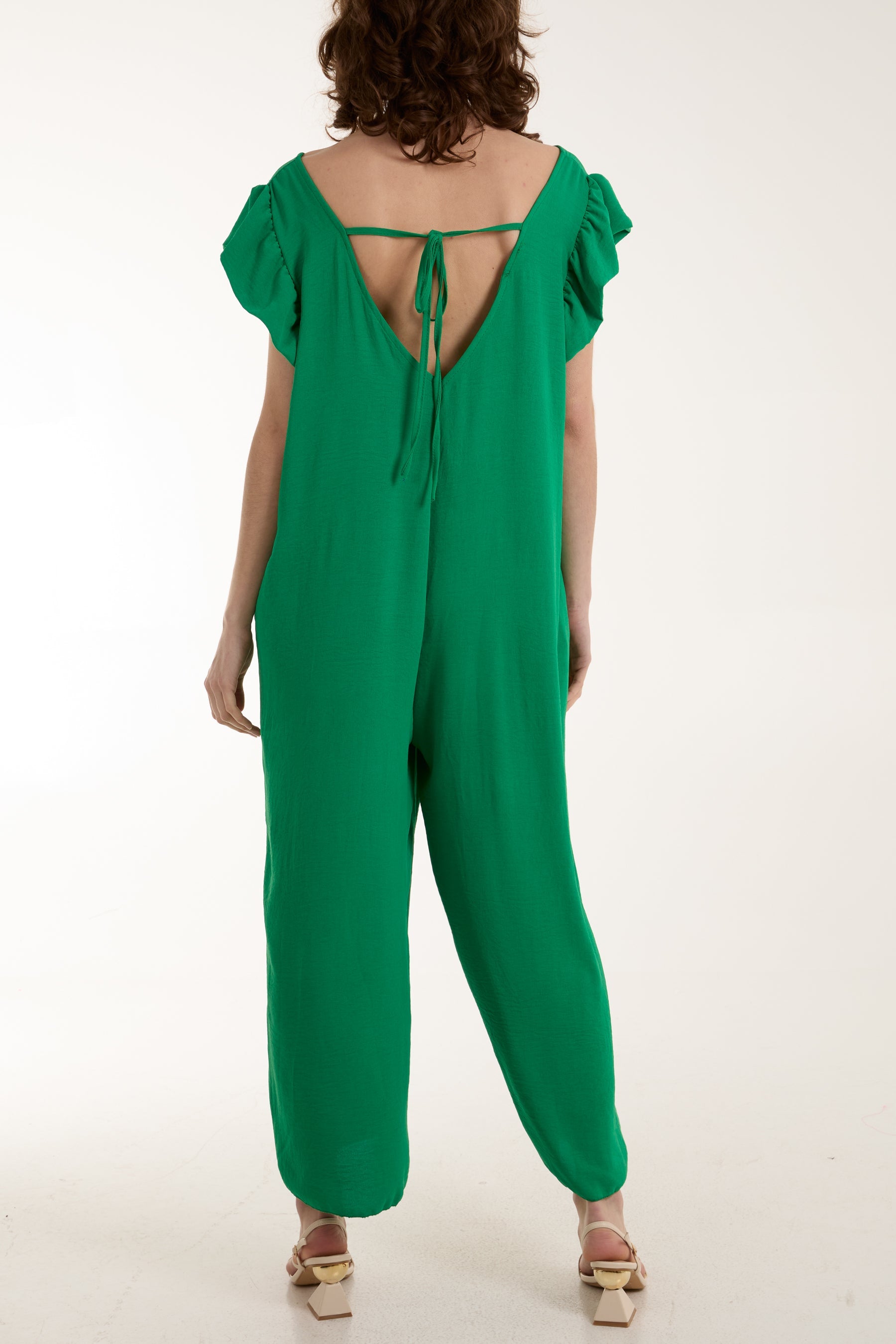Ruffle Sleeve Wide Leg Jumpsuit Jumpsuits WearAll
