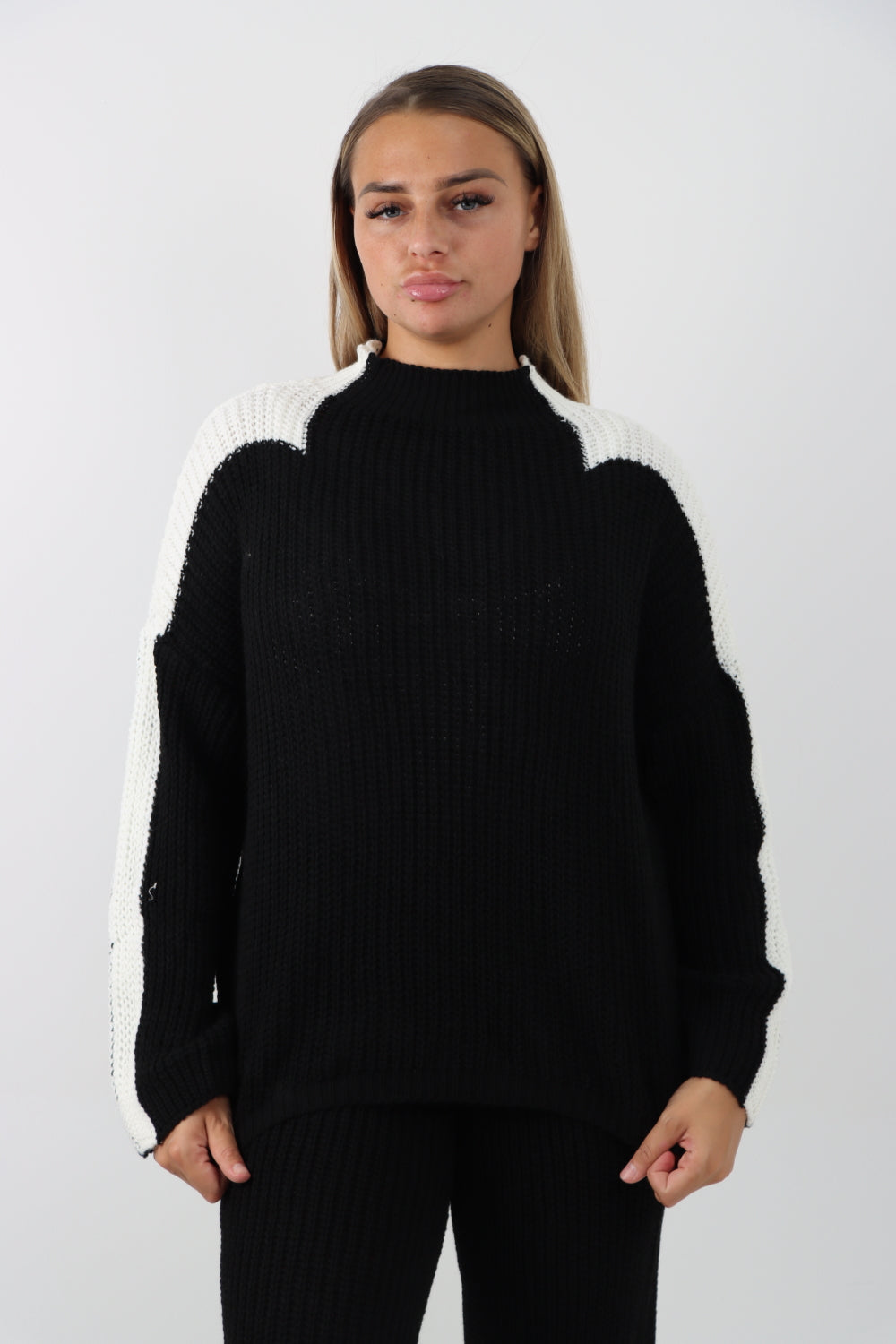 Italian Contrast Panel Knitted Top and Trouser Dresses WearAll