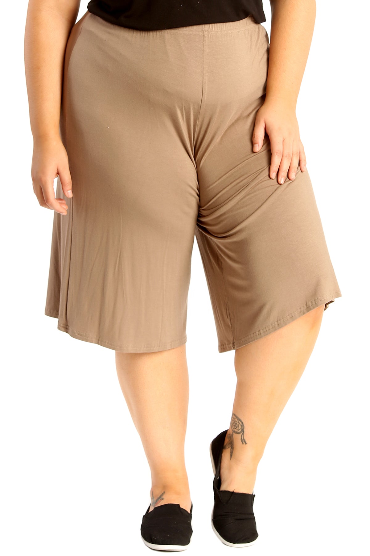 Plus Size Plain Viscose Culottes Shorts WearAll