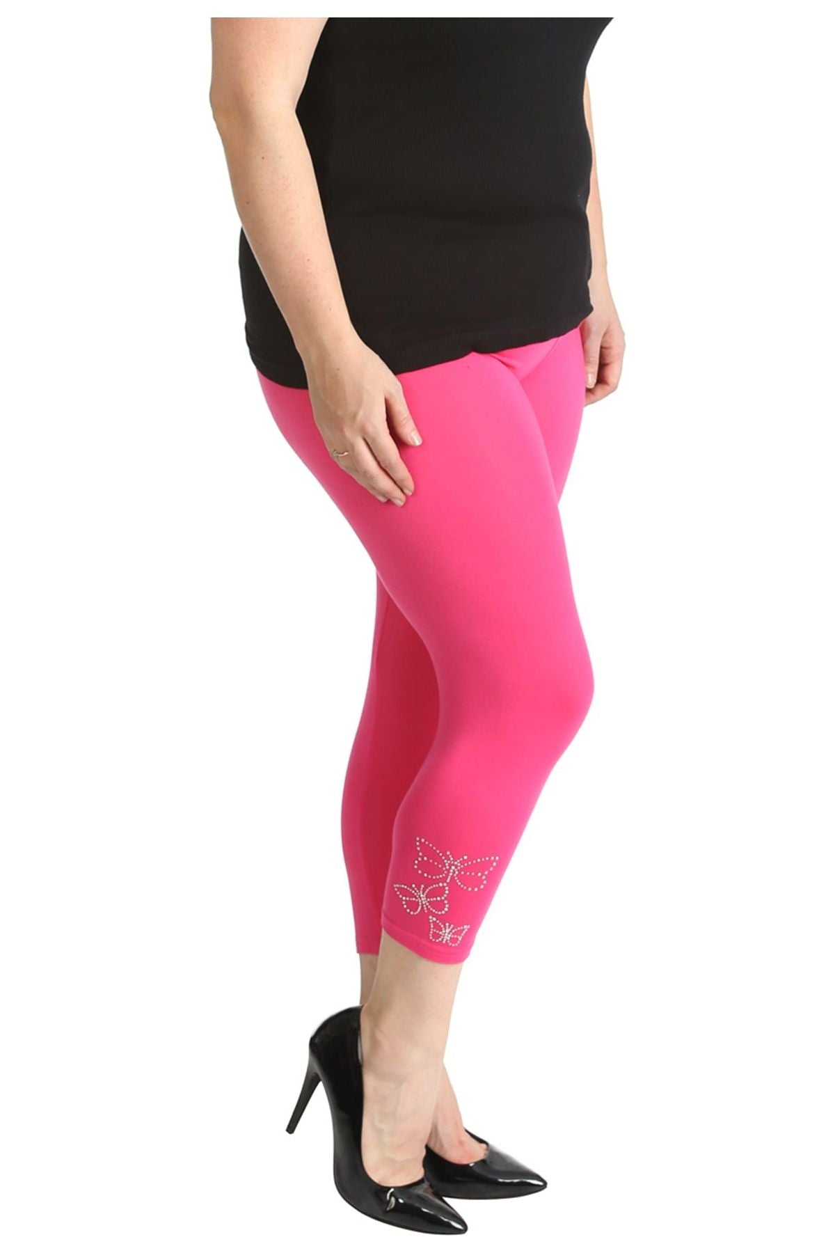 3/4 Butterfly Sequin Leggings Leggings WearAll