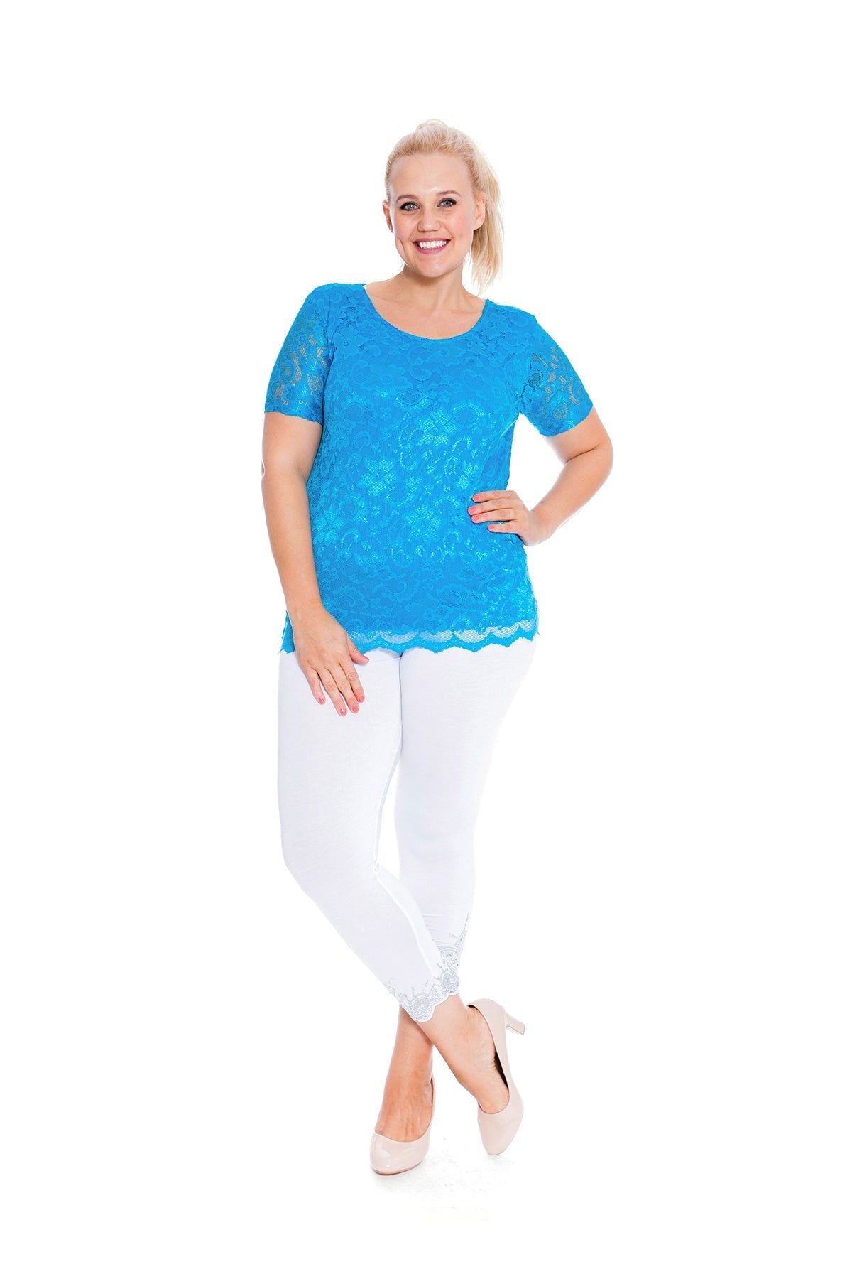 Lace Lined Scallop Edge T-Shirt Top Tops WearAll