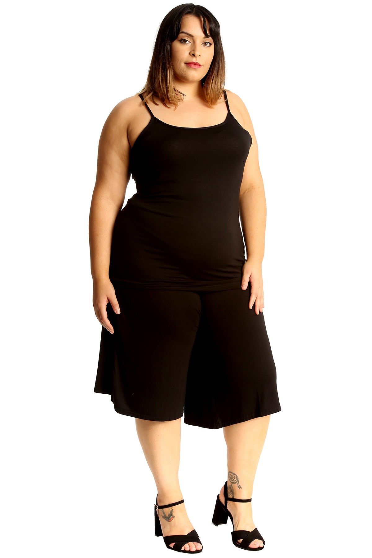 Plus Size Plain Viscose Culottes Shorts WearAll