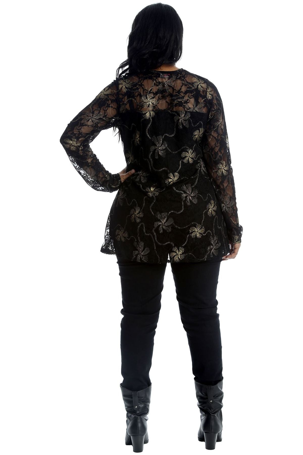 Lurex Glitter Lined Print Long Sleeve Dress WearAll