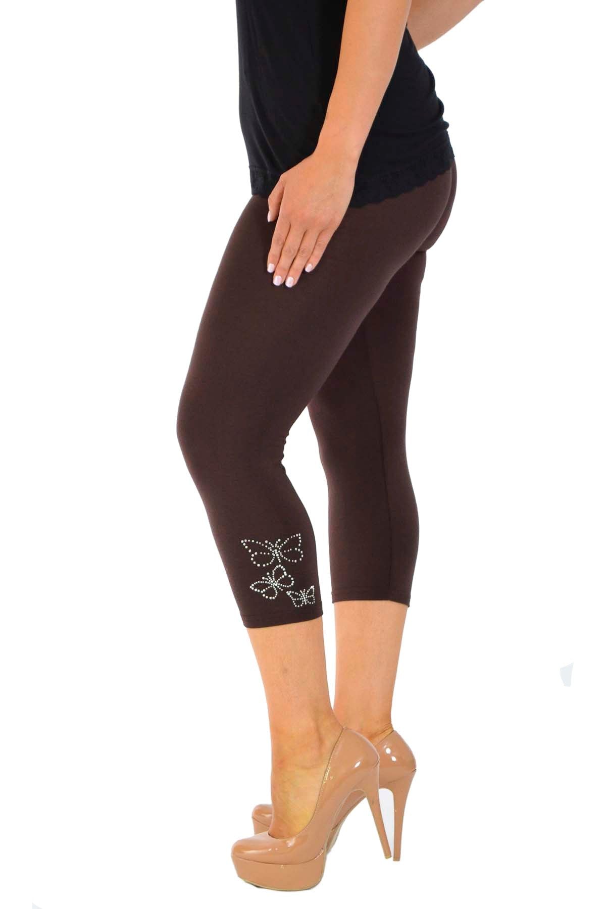 3/4 Butterfly Sequin Leggings Leggings WearAll