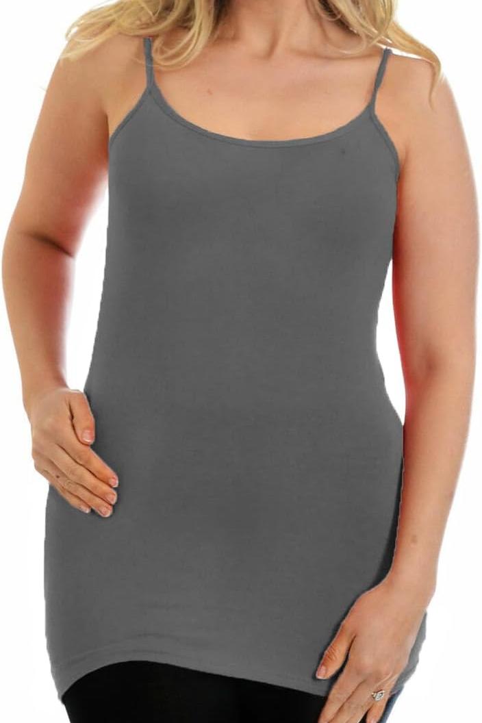Cami Stretch Vest Scoop Neck Top Tops WearAll Dark Grey 8-10