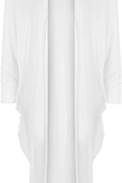 Plus Size Batwing Long Open Cardigan Top Maxi Cardigan WearAll White 16-18
