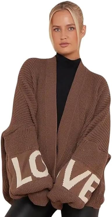 Love Balloon Sleeve Cardigan cardigan WearAll Mocha One Size (10-22)