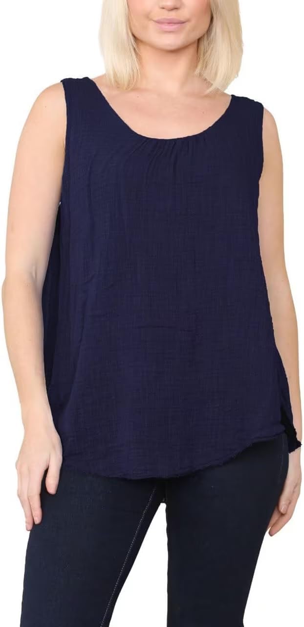 Sleeveless Vest Top Tops WearAll Navy 8