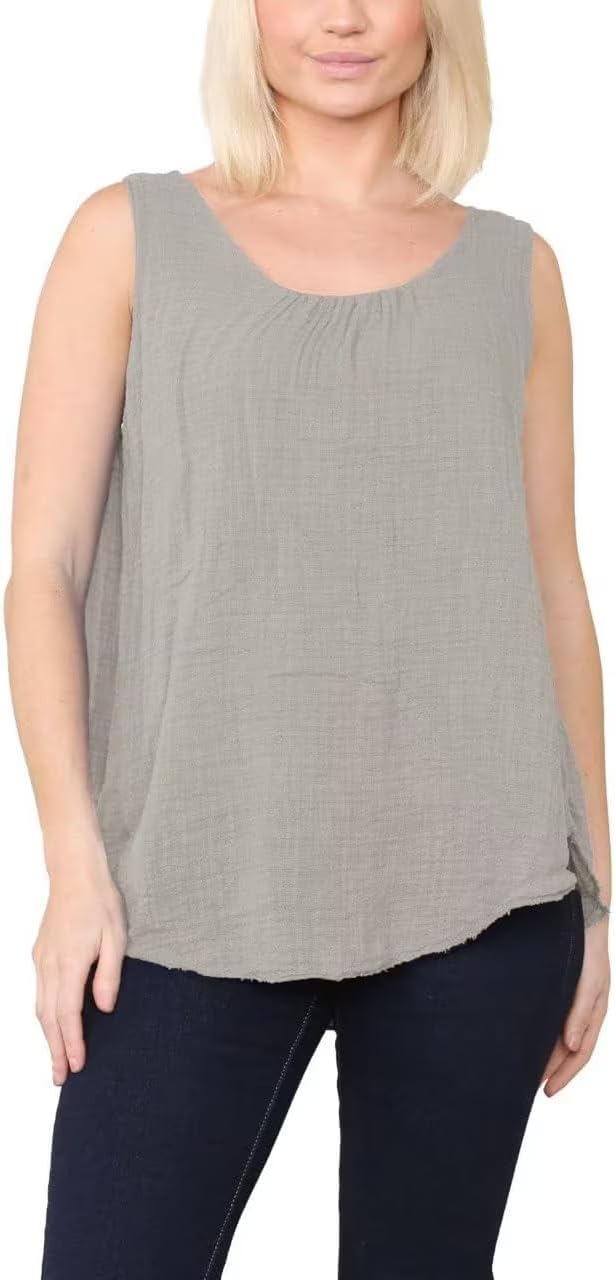 Sleeveless Vest Top Tops WearAll Beige 8