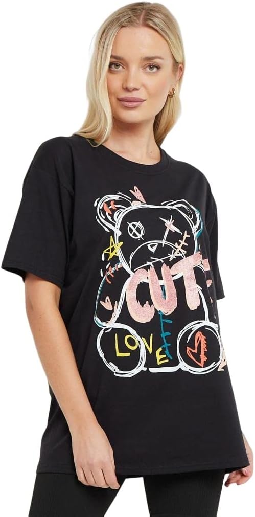 Cute Teddy T-Shirt WearAll Black 8-10