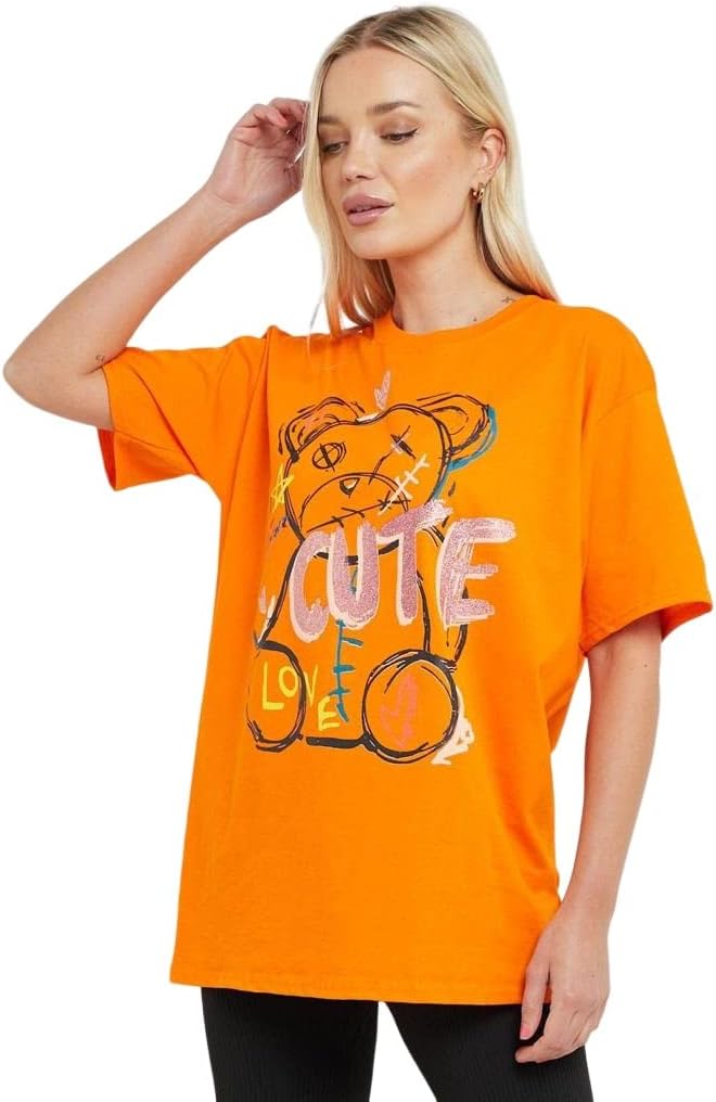 Cute Teddy T-Shirt WearAll Orange 8-10