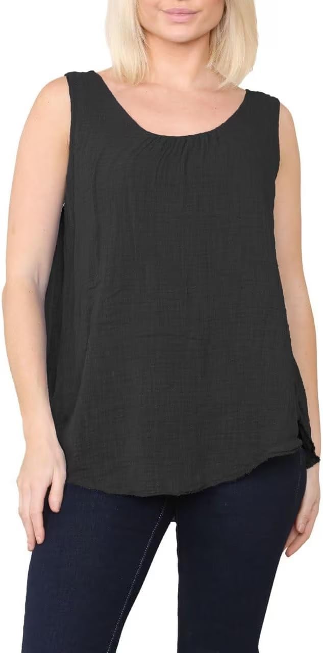 Sleeveless Vest Top Tops WearAll Black 8