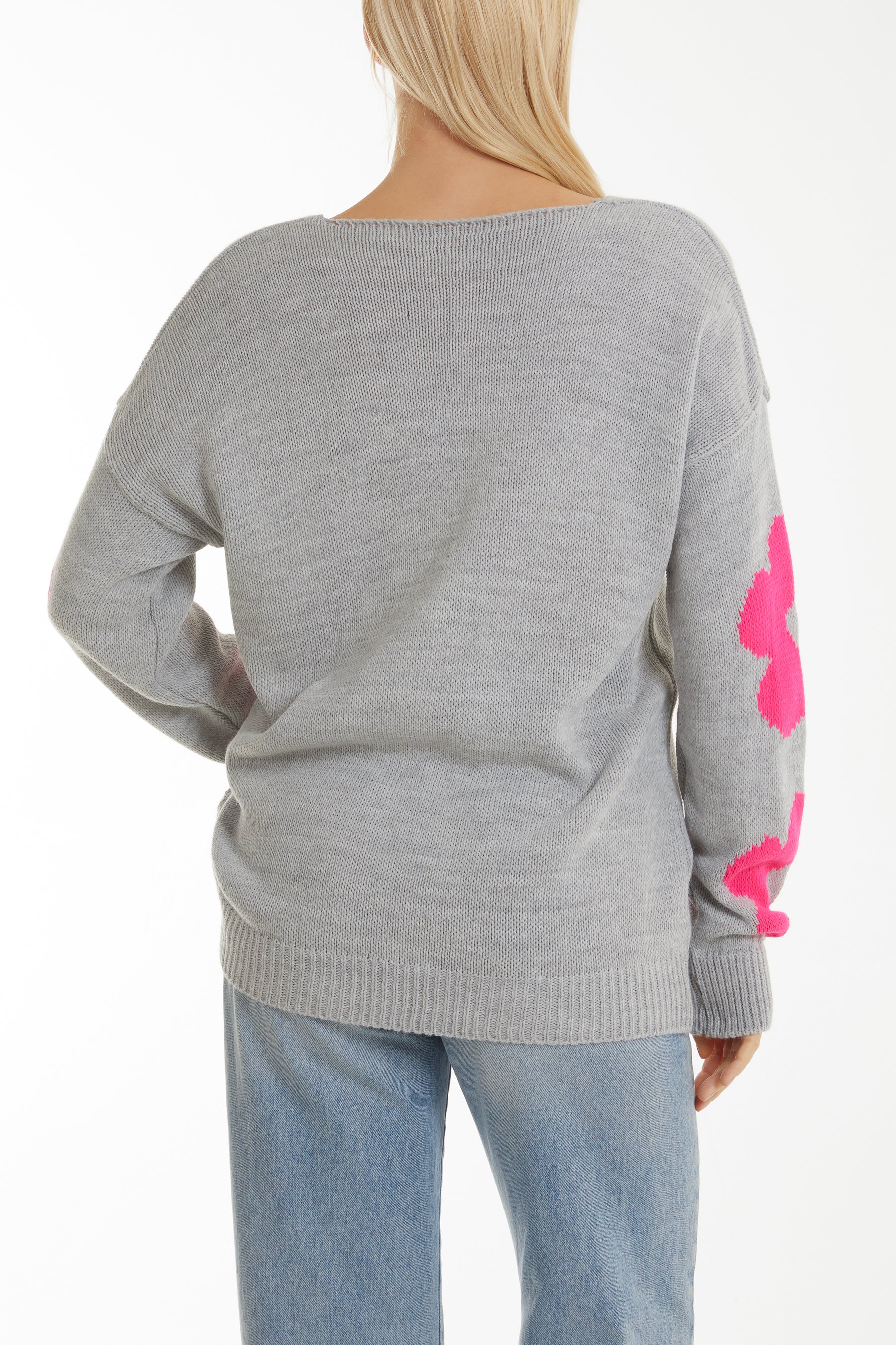 V-Neck Flower Jacquard Jumper Jumpers WearAll