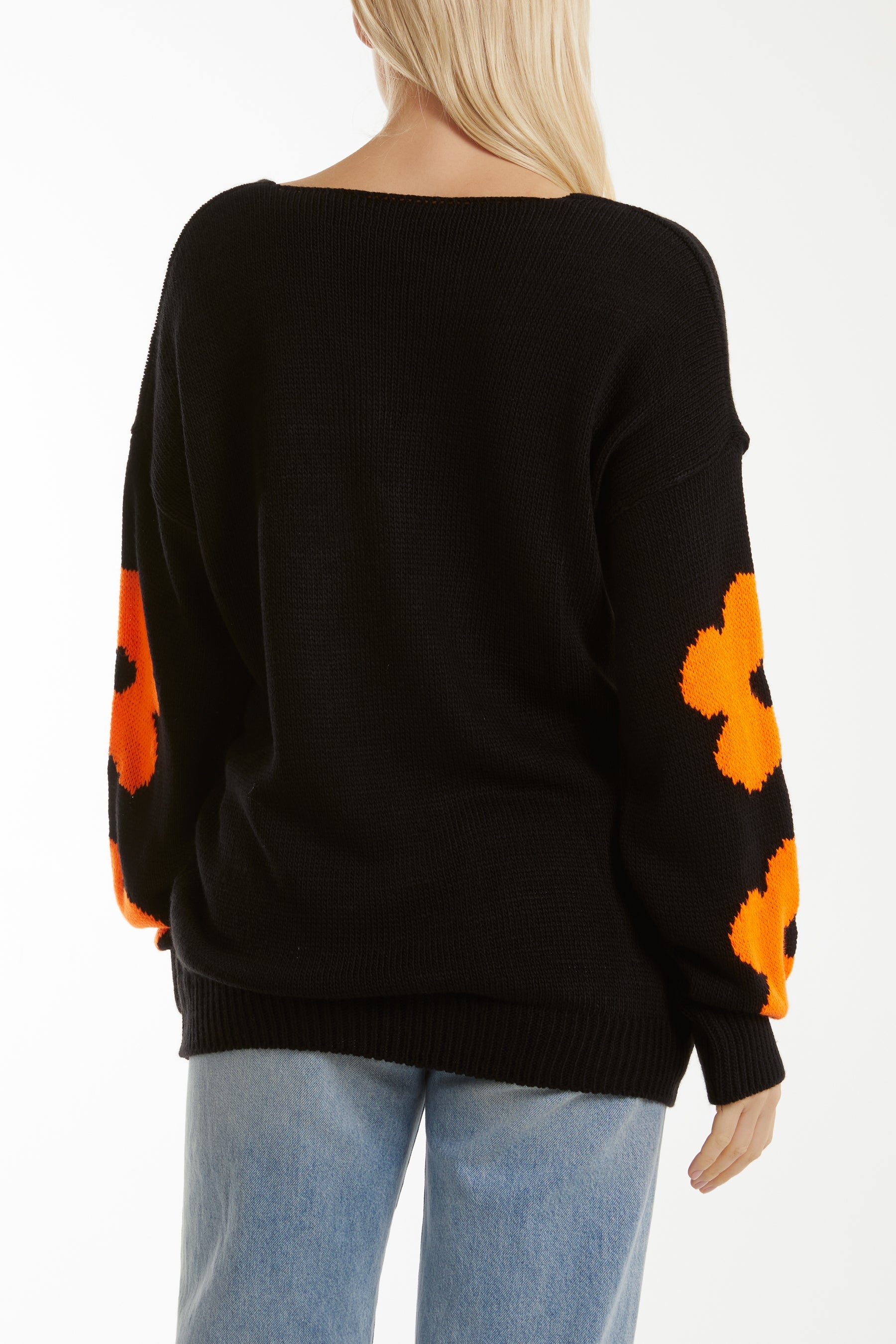 V-Neck Flower Jacquard Jumper Jumpers WearAll