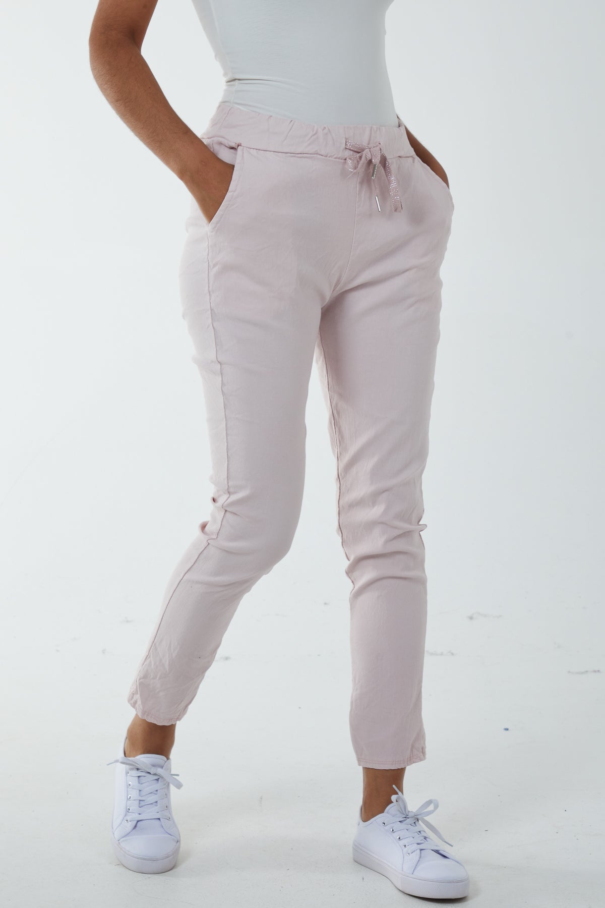 Magic Plain Super Stretch Crushed Trousers TRS1 WearAll Pink One Size