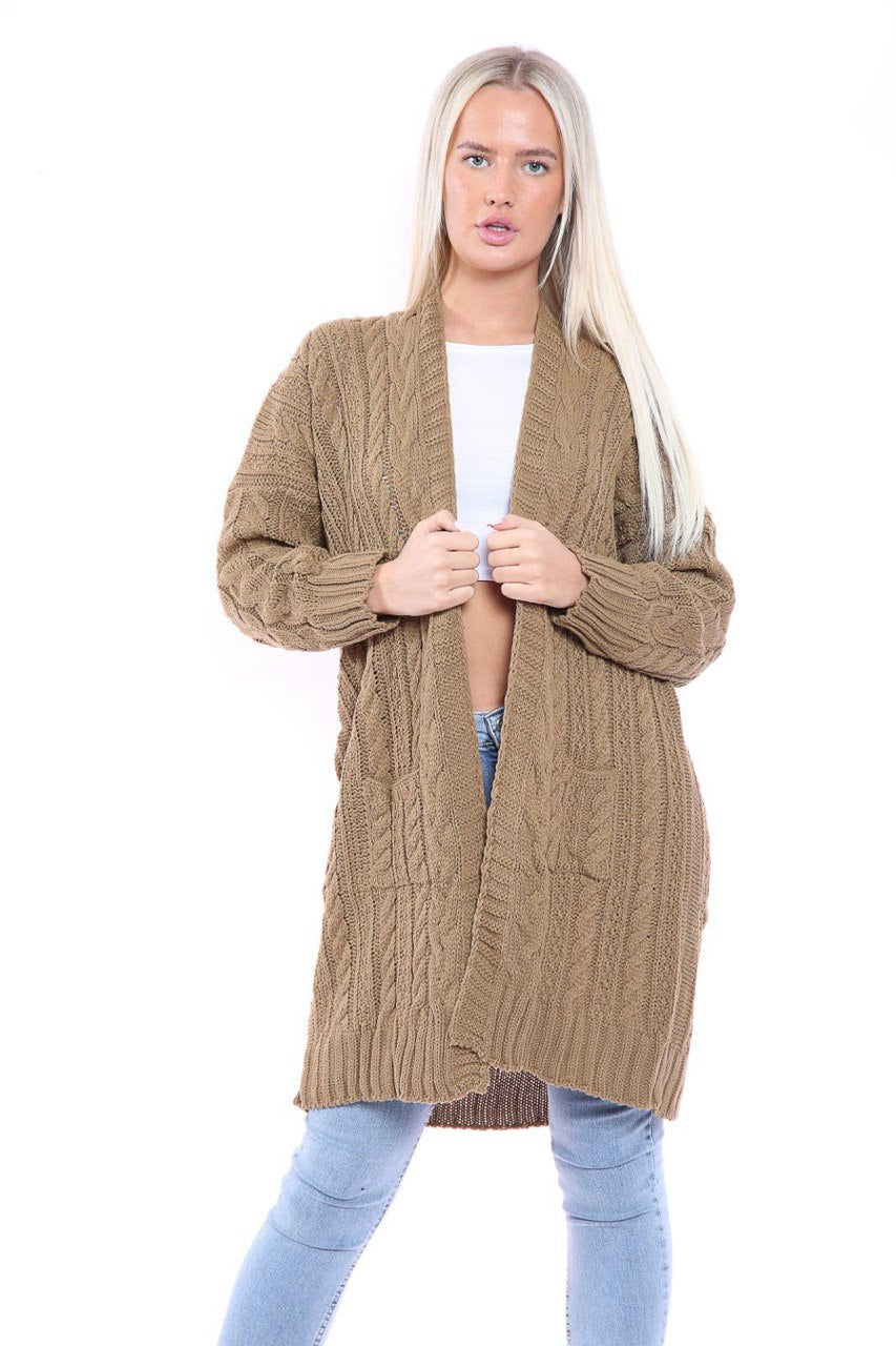 Open Style Slouchy Cardigan Knitted Cardigan WearAll Camel One Size Fits (8-14)