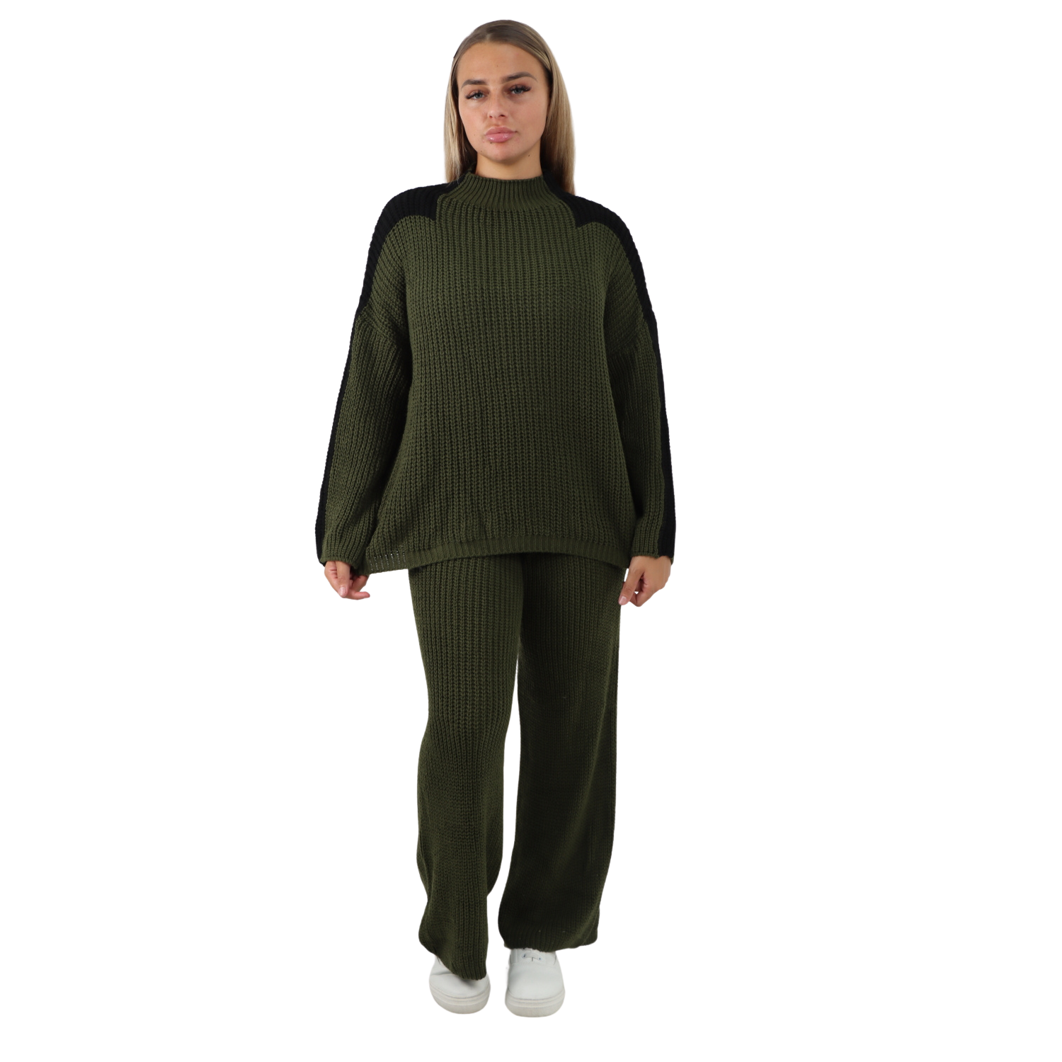 Italian Contrast Panel Knitted Top and Trouser Dresses WearAll