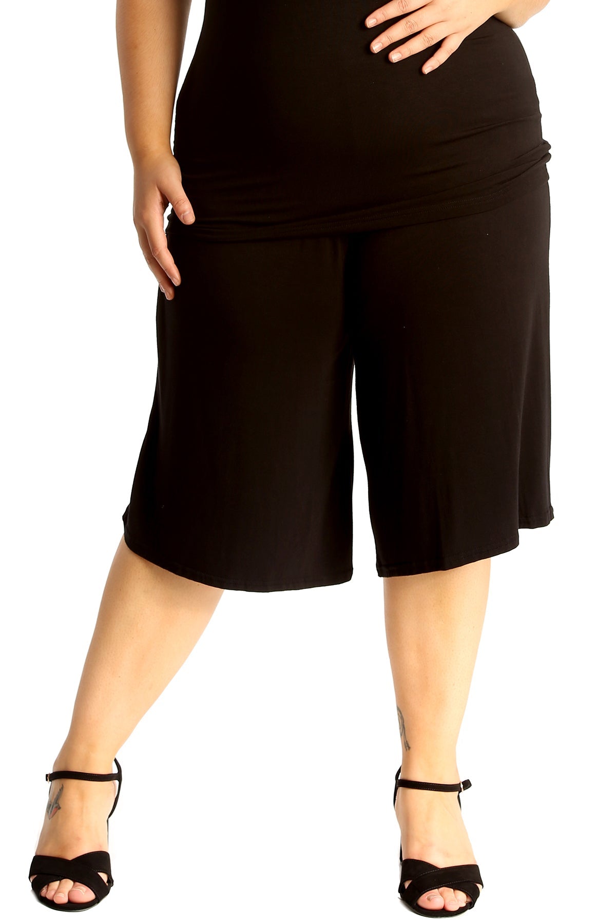Plus Size Plain Viscose Culottes Shorts WearAll