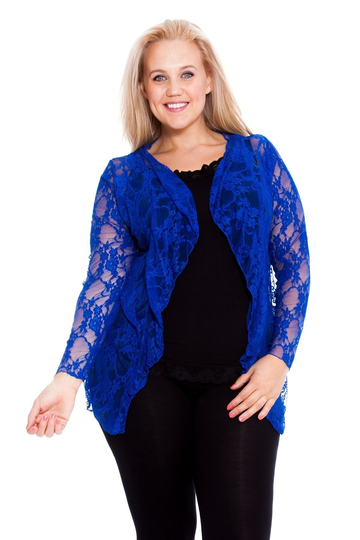 Floral Lace Open Cardigan Waterfall Top Tops WearAll