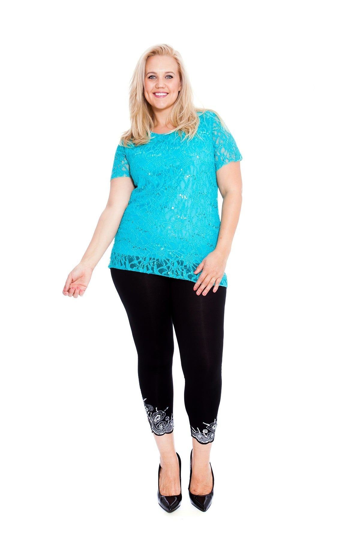 Plus Size Lace Sequin Lined Top Tops WearAll