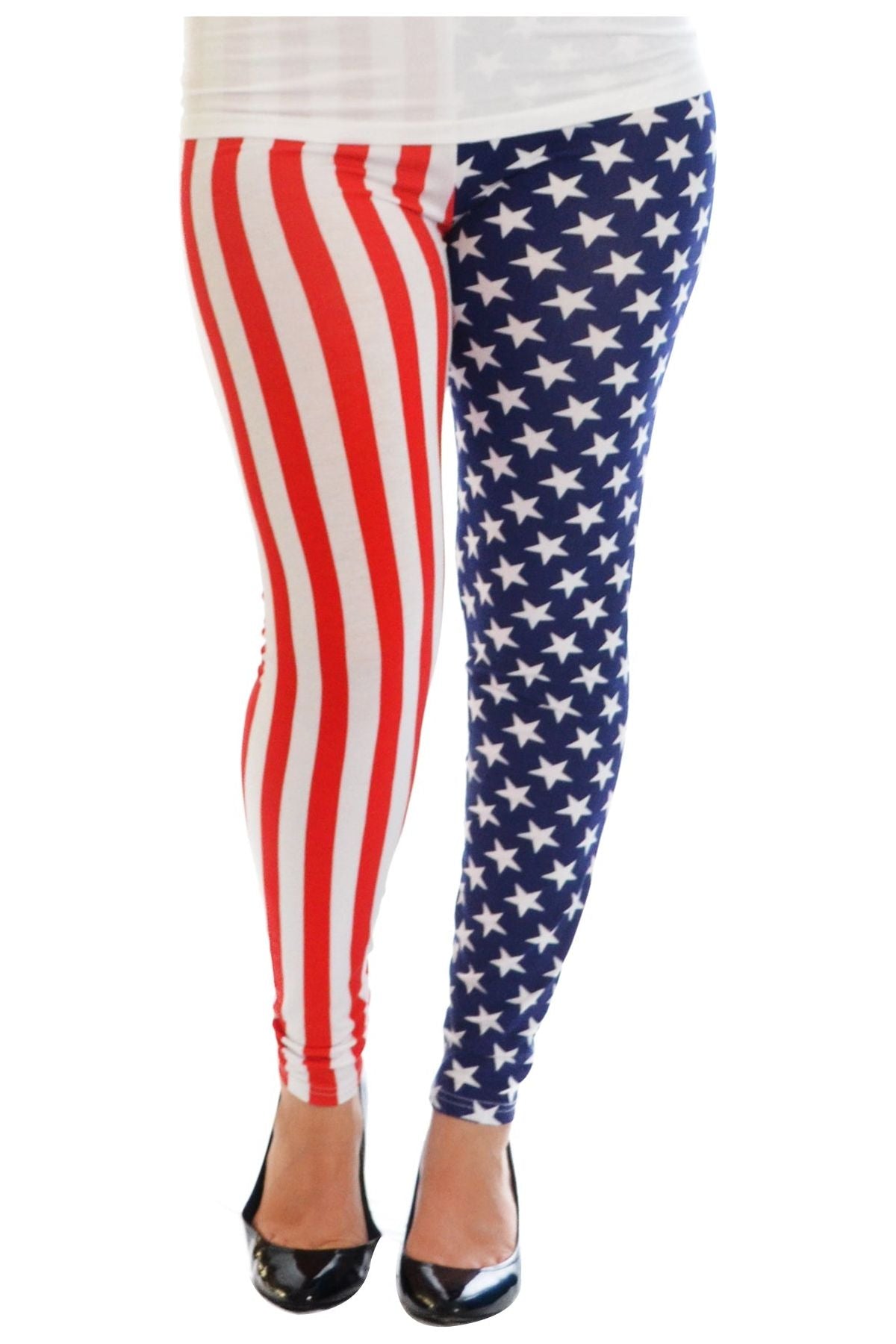 Plus Size USA Flag Print Leggings Leggings WearAll