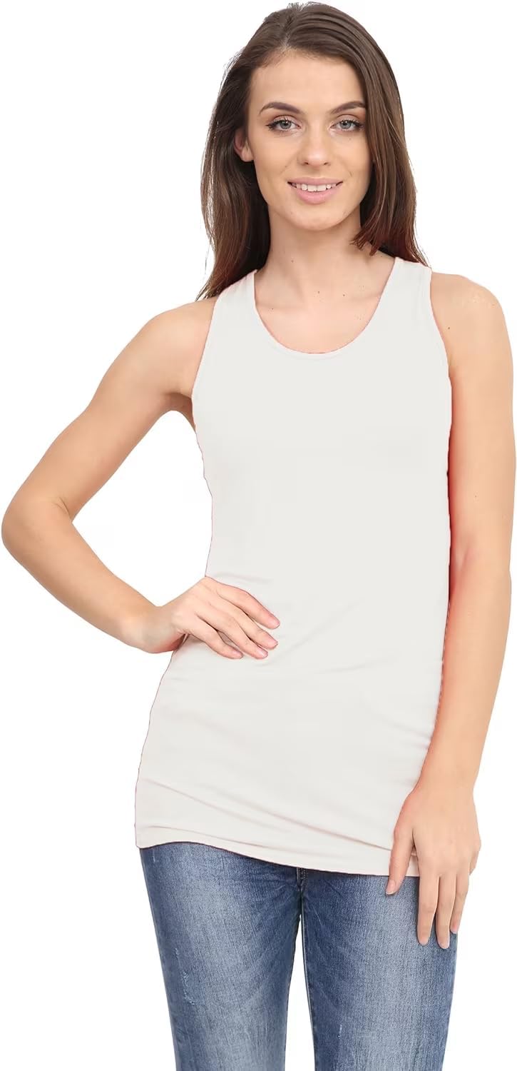 Racer Back Bodycon Vest Top Top WearAll Cream 8-10