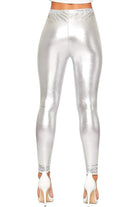 Shiny Metallic Print High Waisted Disco Leggings Leggings WearAll